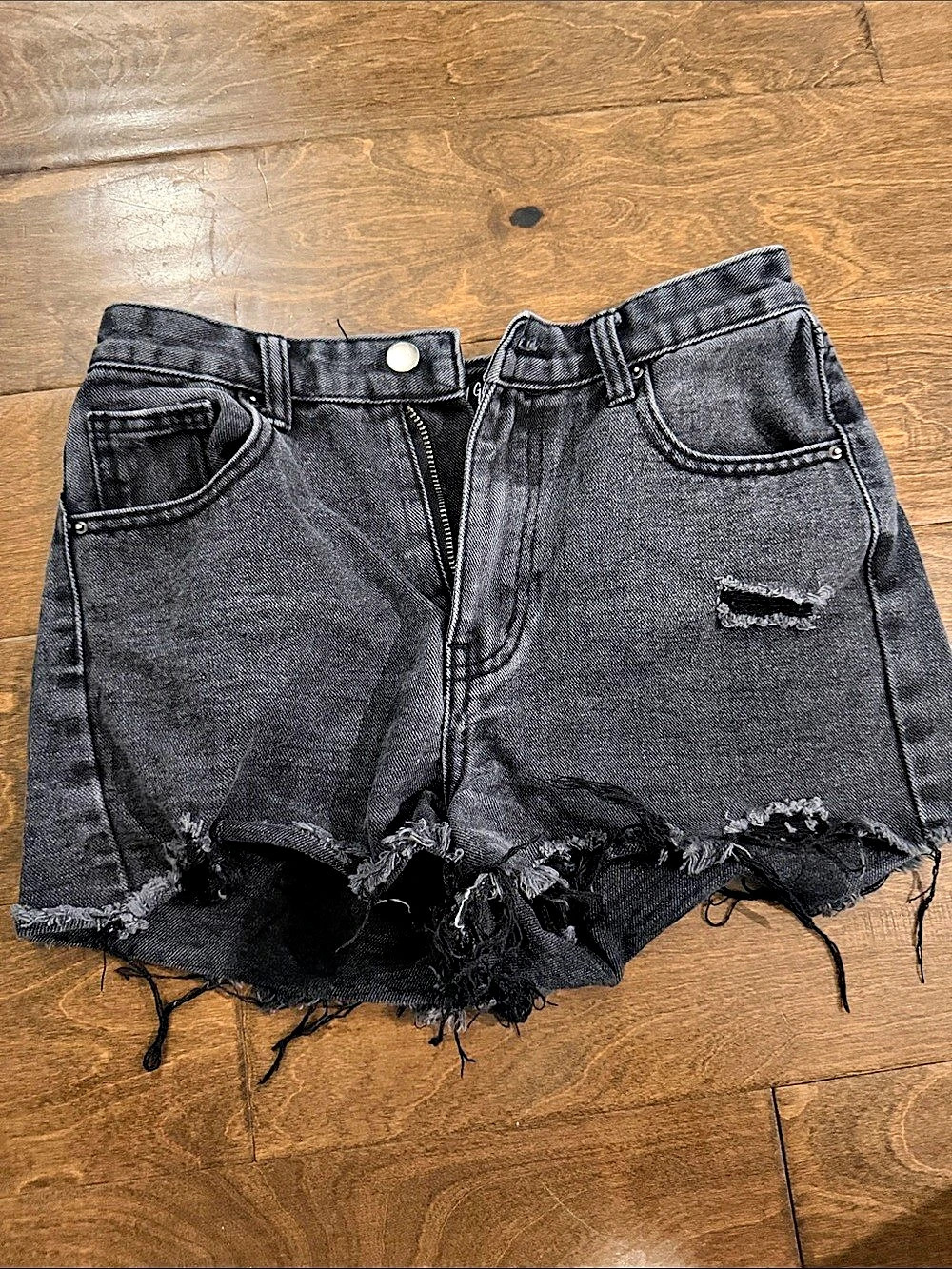 Nasty gal Distressed Jean Shorts in Black UK 8 / EU 36